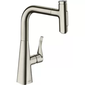 Смеситель Hansgrohe Metris Select M71 для кухни 240 мм вытяжной поворотный излив сталь 73817800