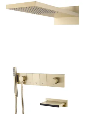 Душевая система Boheme 132-2-G встраиваемая, излив, верхний/ручной душ, золото