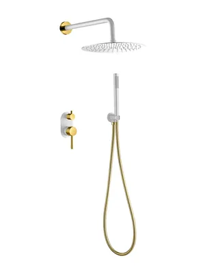 Душевая система Boheme 464-WG встраиваемая, однозахватная, верхний/ручной душ, белый+золото
