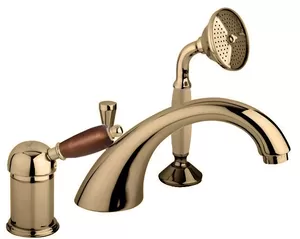 Смеситель CEZARES BVDM-02-Nc на борт ванны, 3 отверстия, однорычажный, бронза/ручка орех