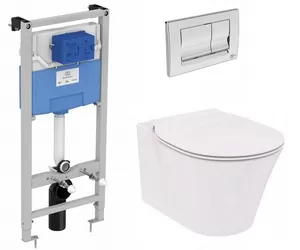 Инсталляция Ideal Standard с унитазом AQUABLADE с сиденьем-микролифт,кнопка хром E212801