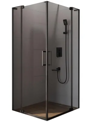 Душевой уголок CEZARES SLIDER (900-1000х900-1000х1950) A-2-90/100-GRIGIO-NERO стекло серое/черный