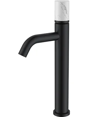 Смеситель Boheme 122-B-MR-W для раковины, на 1 отв,однозахв, ручка мрамор, черный