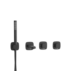 Смеситель для ванны/душа WasserKRAFT встраиваемый, однозахватный, с душ.гарнитуром, черный