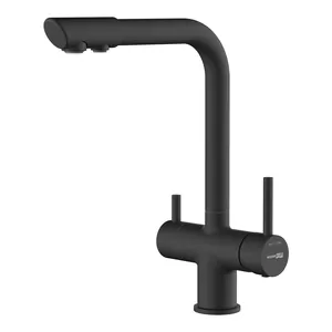 Смеситель для кухни WasserKRAFT однозахватный, с каналом для питьевой воды, цвет: черный мат