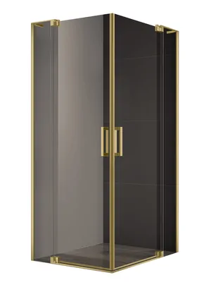Душевой уголок CEZARES -А-2 (1000-1100х1000-1100х1950) стекло серое/профиль золото брашированное -A-2-100/110-BR-BORO
