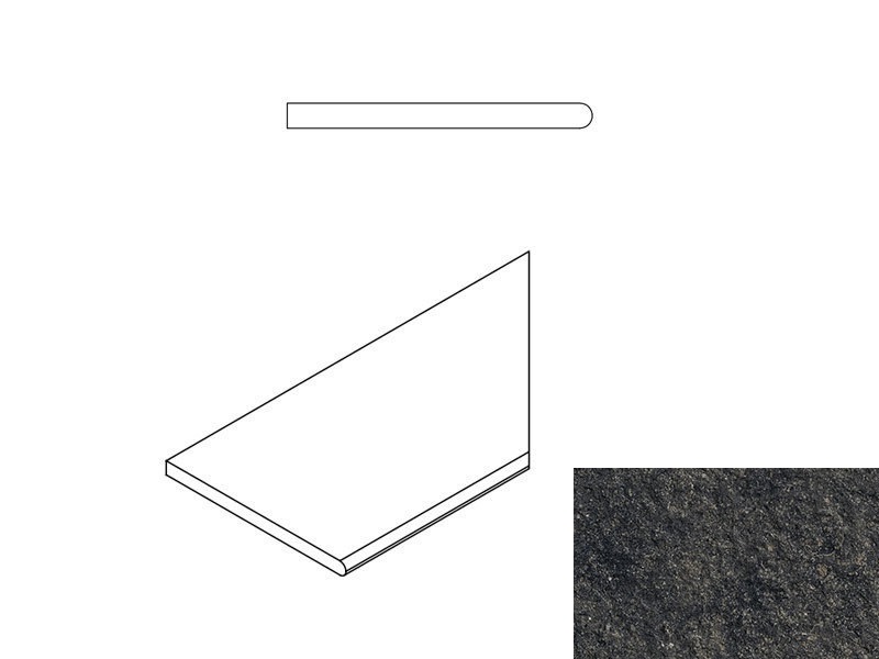 Room X2 Border Black Round Right 60X30 антислип фактурная структурированная