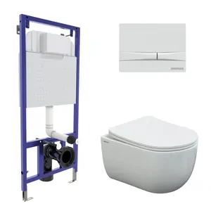 BERGES комплект инсталляция клавиша L1 белая, унитаз Ventas, сиденье Ventas Slim SO 043310