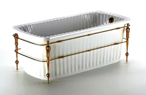 Ванна MIGLIORE 174x83 console белая панель, фурнитура бронза 24378