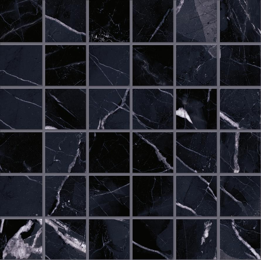 мозаика Tele Di Marmo Revolution Mosaico 5x5 Calacatta Black Naturale 30x30