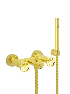 Смеситель для ванны Migliore двухзахватный, с ручным душем и держателем, золото 28212