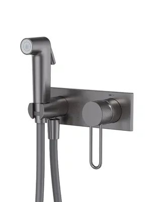Смеситель встраиваемый IDDIS с гигиеническим душем, с защитным клапаном, графит DUNGMV0i08