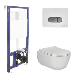 BERGES комплект инсталляции с клавишей смыва D7 белой/хром, унитаз EGO Rimless 4в1 047237