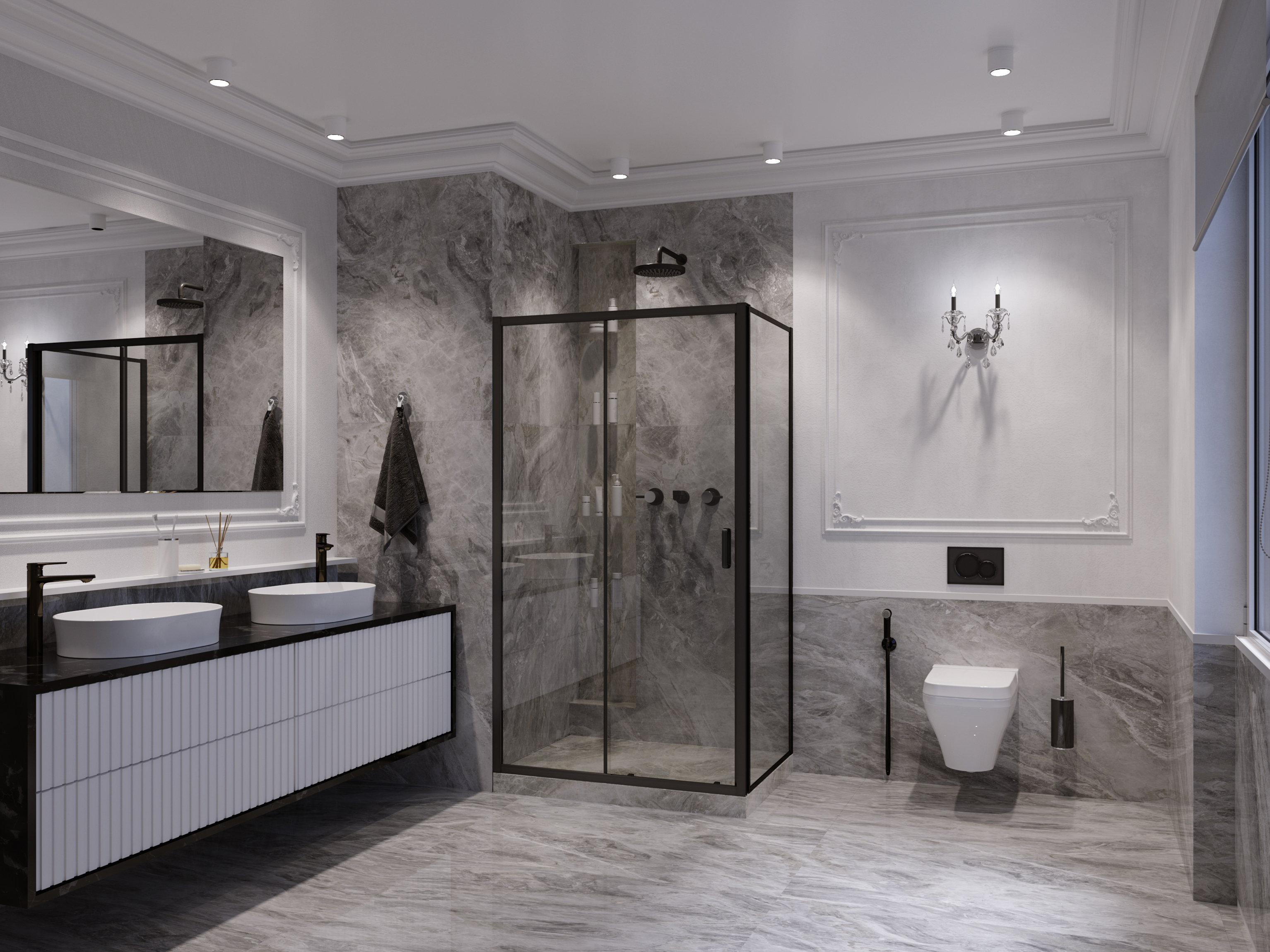 Душевое ограждение Ambassador Forsa 17021216AB-80AB (100x80х200) прямоугольник,черный,стекло прозрачное,раздвижная,2 места