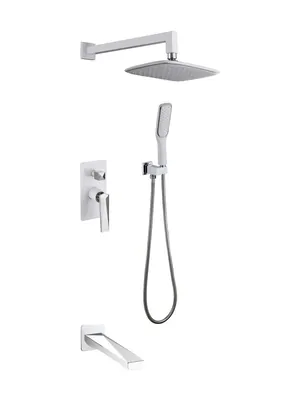 Душевая система Boheme 374-W-2 встраиваемая, верхний/ручной душ, с изливом, белый+хром