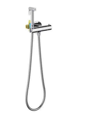 Набор с гигиеническим душем Aquatek AQ1027CR термостат, 1 отверстие, цвет: хром