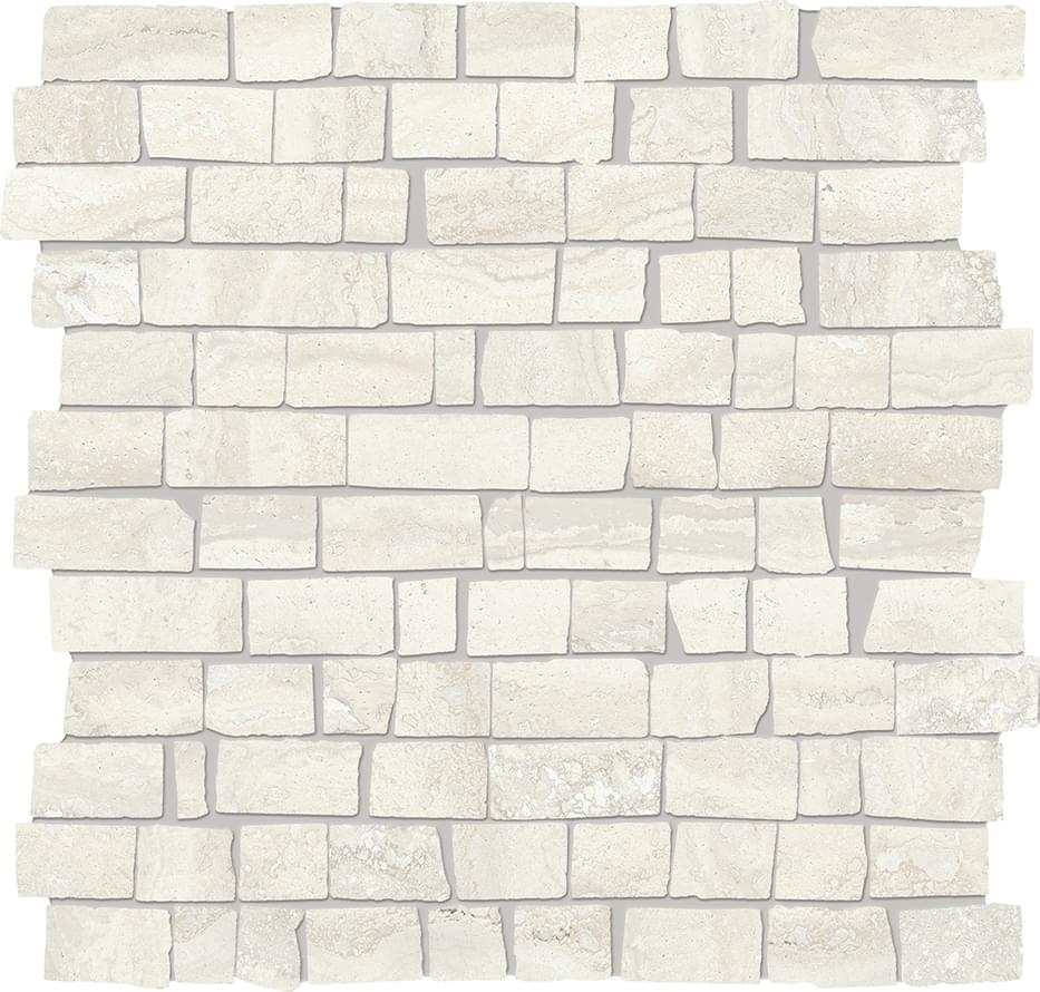 мозаика Unique Travertine Mosaico Mini Block Vein Cut White Naturale 30x30