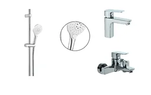 Набор смесителей Paini : для раковины, для ванны с душевым комплектом, цвет: хром P4CRSET4