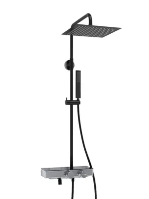 Душевая система WasserKRAFT A114.162.218.CB Thermo термостат, верхний/ручной душ, черный матовый