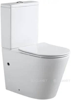 Унитаз-компакт Aquanet 2.0 безободковый, сиденье тонкое с микролифтом, белый 243546+243547
