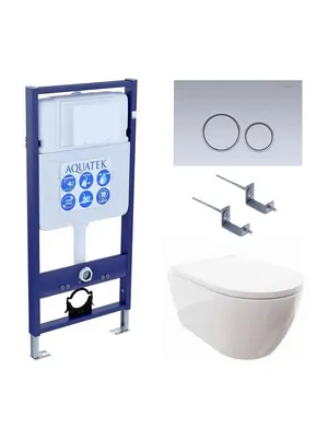 Комплект Инсталляция+Унитаз с сиденьем микролифт+Кнопка Aquatek SET AQUATEK ПОЛАРИС-01-019 4в1