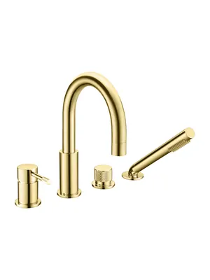 Смеситель Boheme 460-G на борт ванны, с душевым гарнитуром, однозахватный, золото