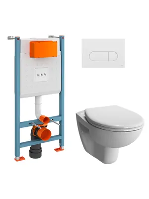 Комплект: Инсталляция Vitra клавиша белая + унитаз VitrA L + сиденье микролифт 9773B003-7207