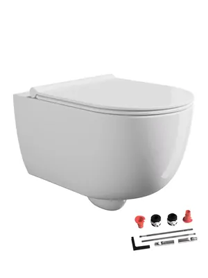 Унитаз подвесной Alice 520х350 aliFlush+, безободковый, белый глянц. 32254101SET