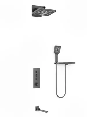 Душевая система Vincea термостатическая,с полкой,верхний и ручной душ,вороненая сталь VSFW-433TI4RGM