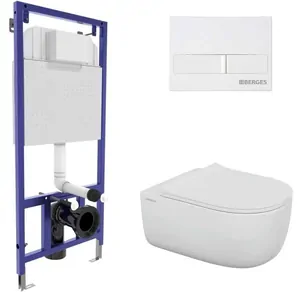 BERGES комплект инсталляция клавиша L1 бел., унитаз EGO XL Rimless сиденье Okus Slim SO 043323