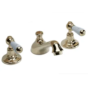 Смеситель для раковины Devon&Devon MARF46 на 3 отверстия, д/к, светлое золото/белая керамика