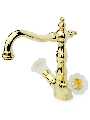 Смеситель Boheme Camelia для раковины, на 1 отверстие, двухзахватный, золото 292-Camelia