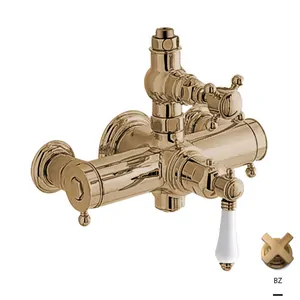 Смеситель Nicolazzi Thermostatico для душа настенный, термостат, ручки P.M.Blanc, бронза 4917BZ78