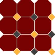 4420 OCT21+14-B Brick Red OCTAGON 20/Ochre Yellow 21 + Black 14 Dots 30x30 матовая