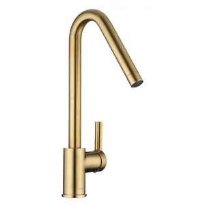 Смеситель для кухни Swedbe 2742GO, однозахватный, поворотный излив, цвет золото