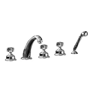 Смеситель на борт ванны Devon&Devon EXC-KN150CR 5 отверстий, переключатель, душ