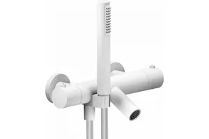 Смеситель NOBILI для ванны/душа, настенный, термостат, с душ. гарнитуром, белый мат LV00010/2WM