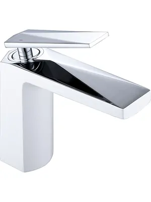 Смеситель Boheme 371-W для раковины, на 1 отверстие, однозахватный, белый+хром