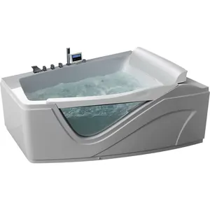 Акриловая ванна Gemy (1700х1300) гидромассажная, со вставкой из прозрачного стекла, правая G9056 K R
