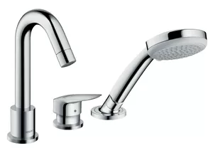 Смеситель Hansgrohe 71310 на борт ванны, 3 отверстия, однозахватный, наружная часть, хром