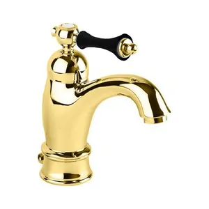 Смеситель CEZARES -LSM1-A-03/24-N для умывальника, с д/к, золото/ручка черная