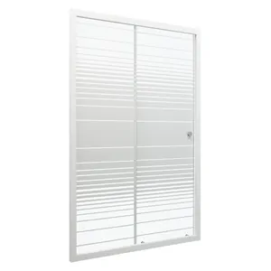 Душевая дверь Triton (1000х1850) раздвижная, стекло 4 мм полосы/профиль белый DP75