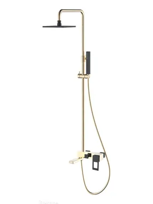 Душевой комплект Boheme 148-GB настенный, однозахватный, верхний/ручной душ, золото+черный
