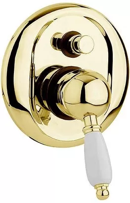 Смеситель CEZARES -VDIM-03/24-Bi для ванны, встраиваемый с переключателем, золото/ручка белая