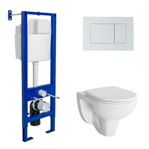 BERGES комплект инсталляция АТОМ410, клавиша смыва белая, унитаз GAMMA с сиденьем 042430