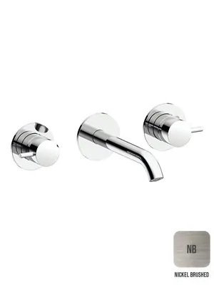 Смеситель для раковины Almar настенный на 3 отверстия, излив 170-195, с регулируемым углом аэратора, цвет никель брашированный E210057.NB