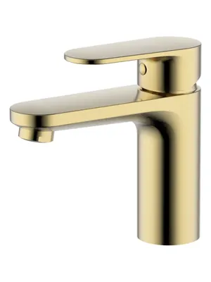 Смеситель для раковины Aquatek AQ1810BG однозахватный, излив 87мм, б/дон. клапана, золото шлиф