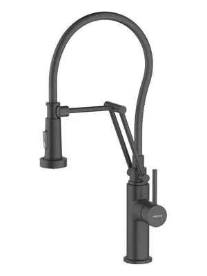 Смеситель для кухни Aquatek AQ1388MB однозахватный, профессиональный излив 450мм, черный мат