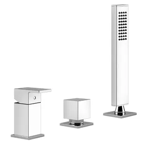 Смеситель на борт ванны Gessi Rettangolo K 20043.031 на 3 отв., ручной душ, наполнение через перелив