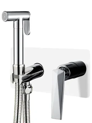 Смеситель Boheme 377-W встраиваемый, с гигиеническим душем, однозахватный, белый+хром